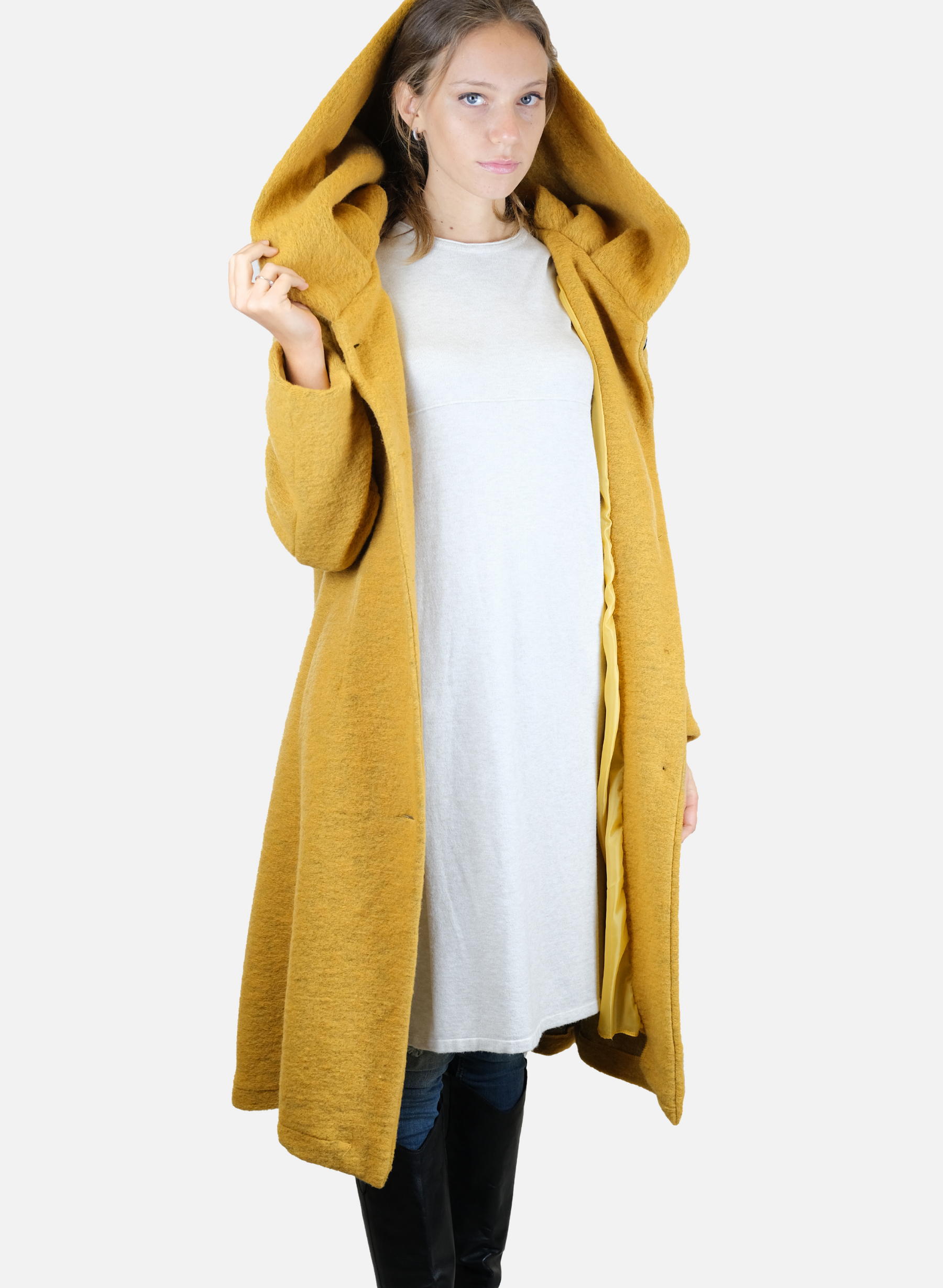 Cappotto Classico Lungo Con Cappuccio