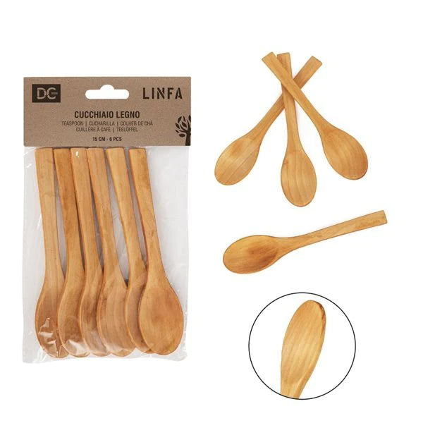 Fin släta träskedar - paket med 6 stycken från 15 cm
