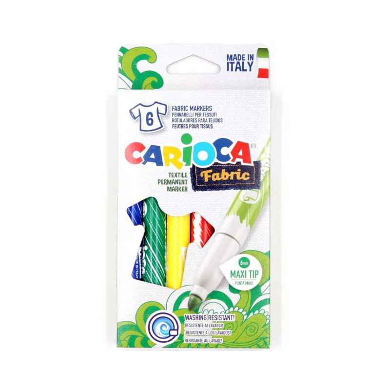 Carioca Fabric - Carioca Pennarelli Per Tessuti Punta Maxi 6 Colori Assortiti Pennarelli per tessuti Unicarto.com