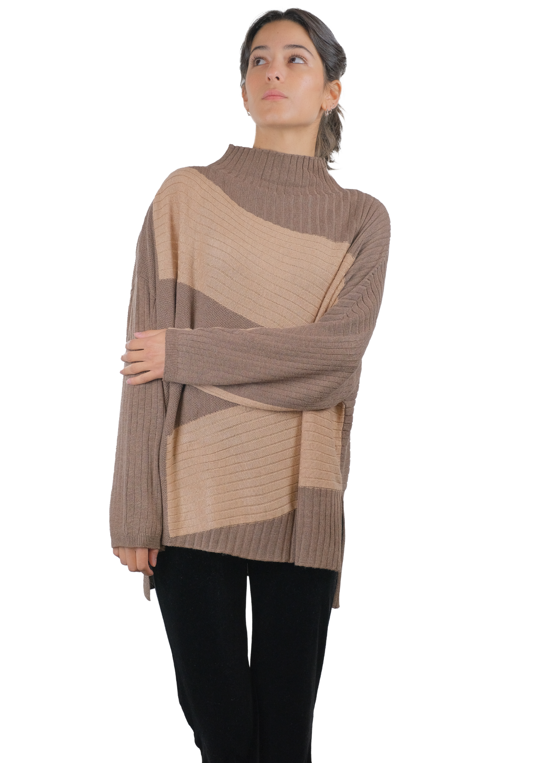 Poncho A Collo Alto Da Donna Con Manica A Pipistrello