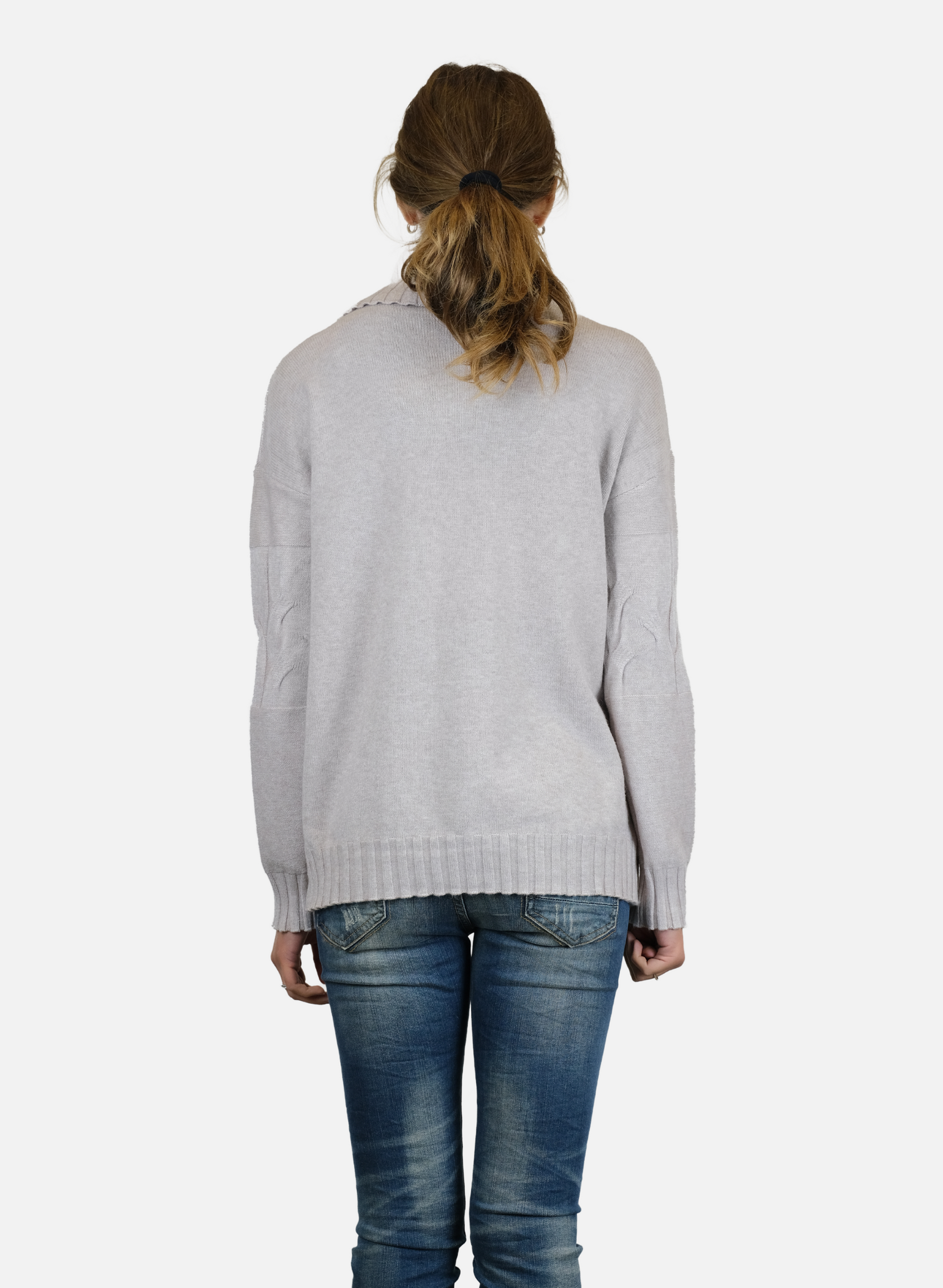 Maglione Da Donna A Collo Alto Con Decorazione Frontale