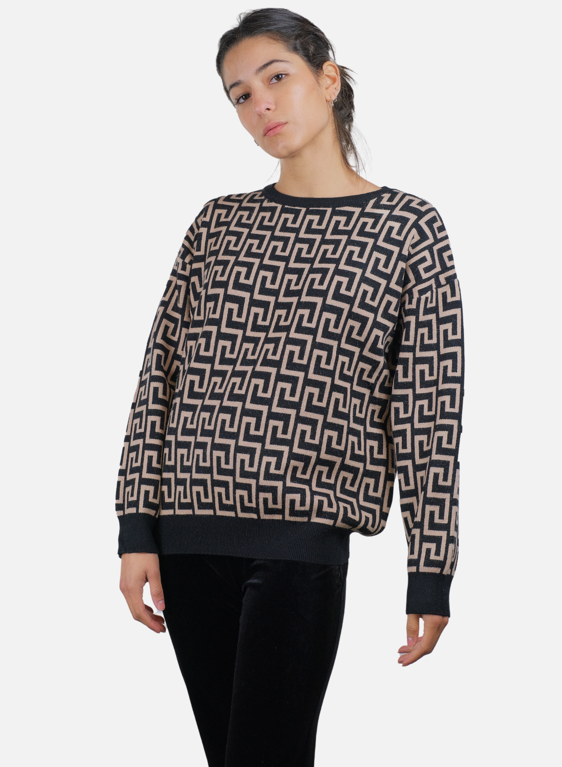 Maglia Da Donna A Maniche Lunghe Con Motivo Greco