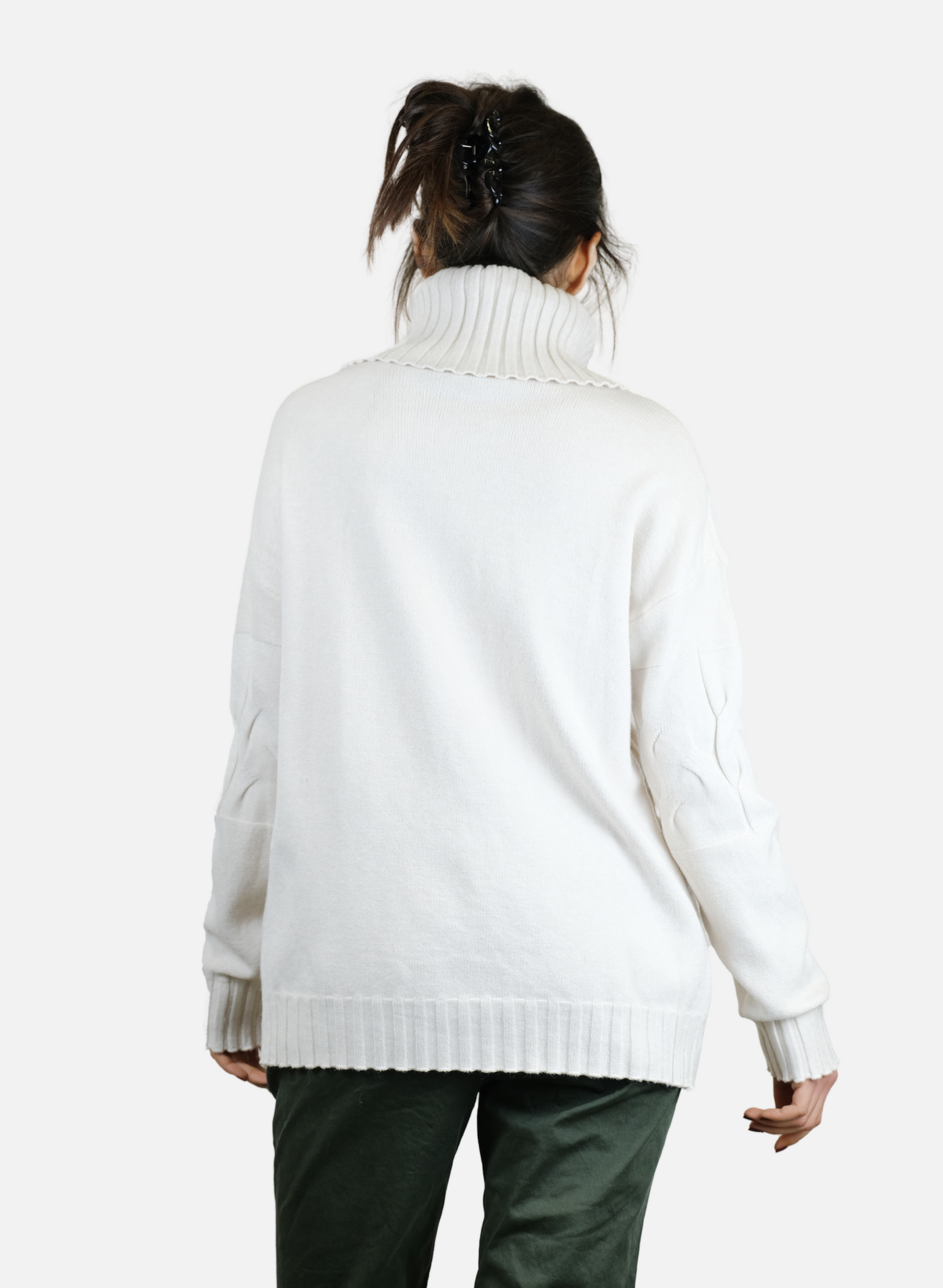 Maglione Da Donna A Collo Alto Con Decorazione Frontale