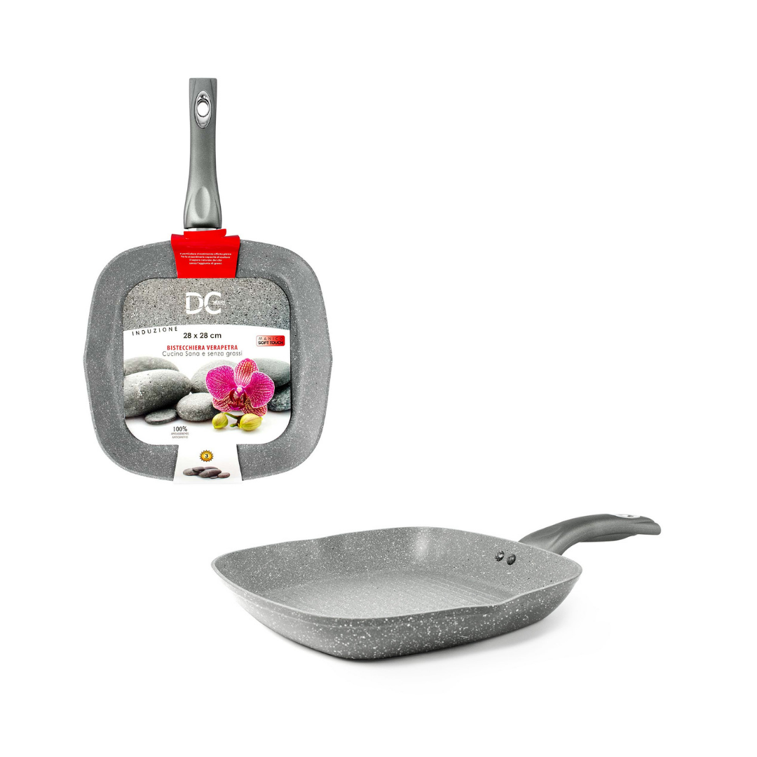 Poêle Grill Antiadhésive VeraPetra pour Plaques Induction - 28X28 cm