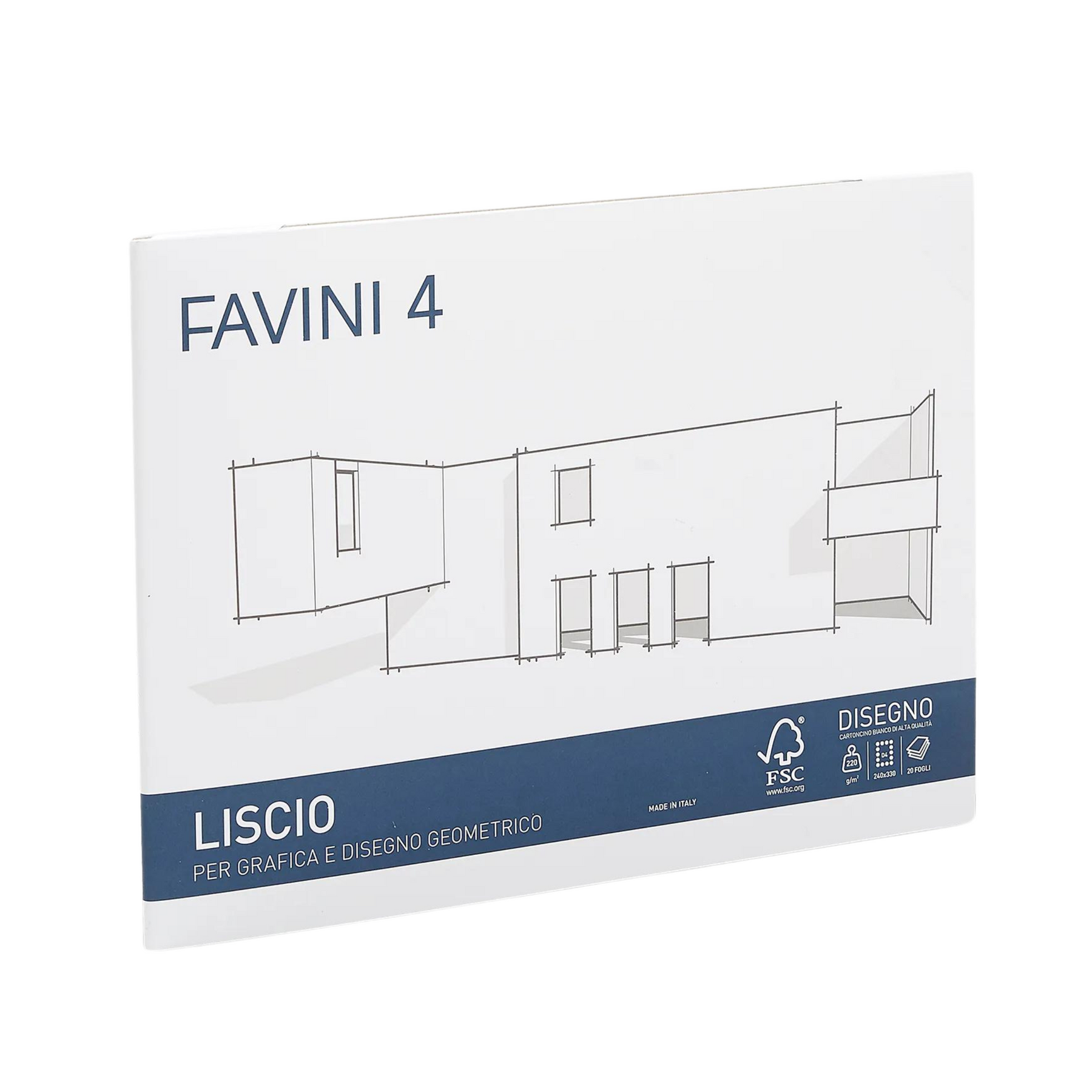 Favini 4 - Blocco Album Disegno Liscio 20 Fogli 220 Gr 24x33 Cm