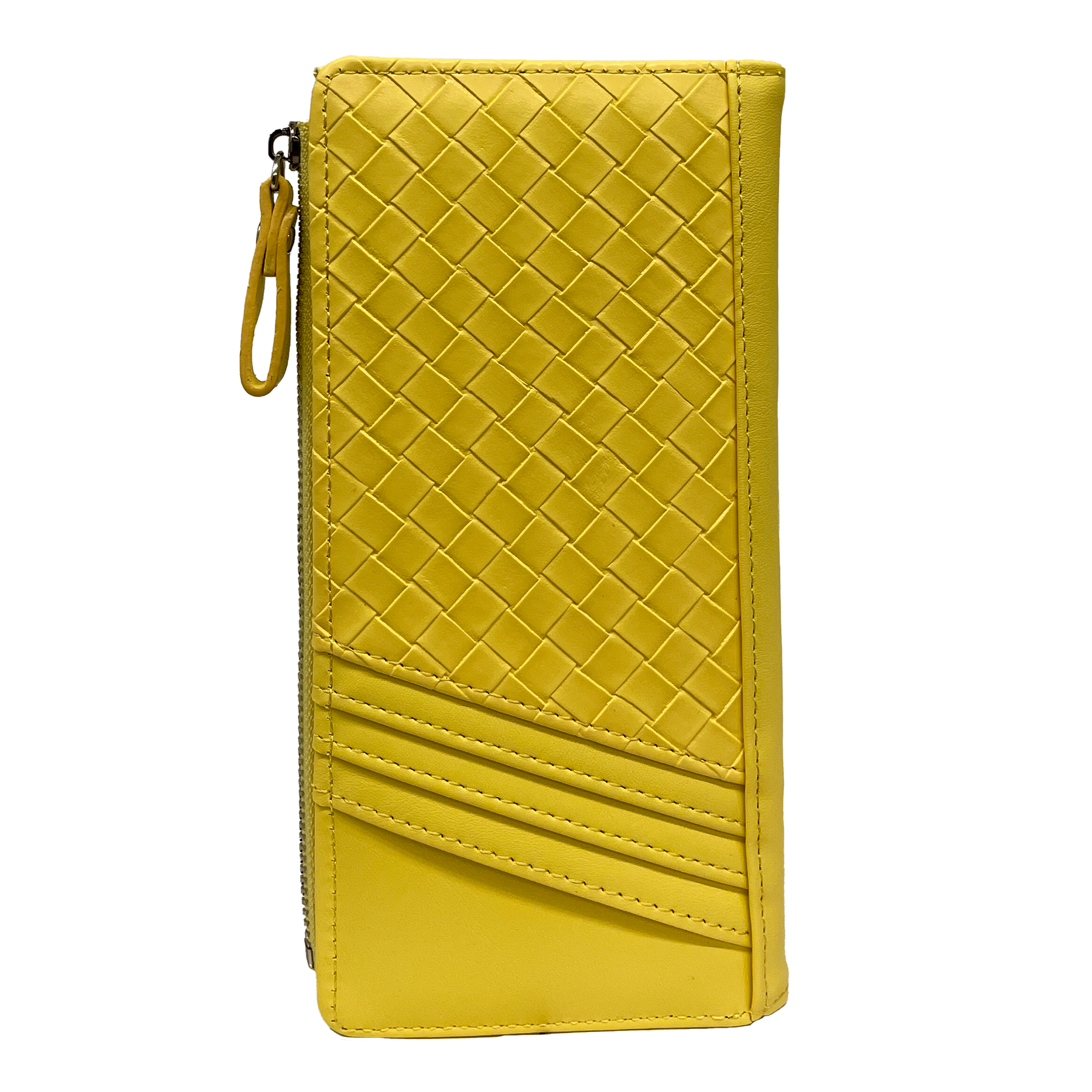 Portefeuille féminin en cuir PU entrelacé avec Zip 19x20x2cm