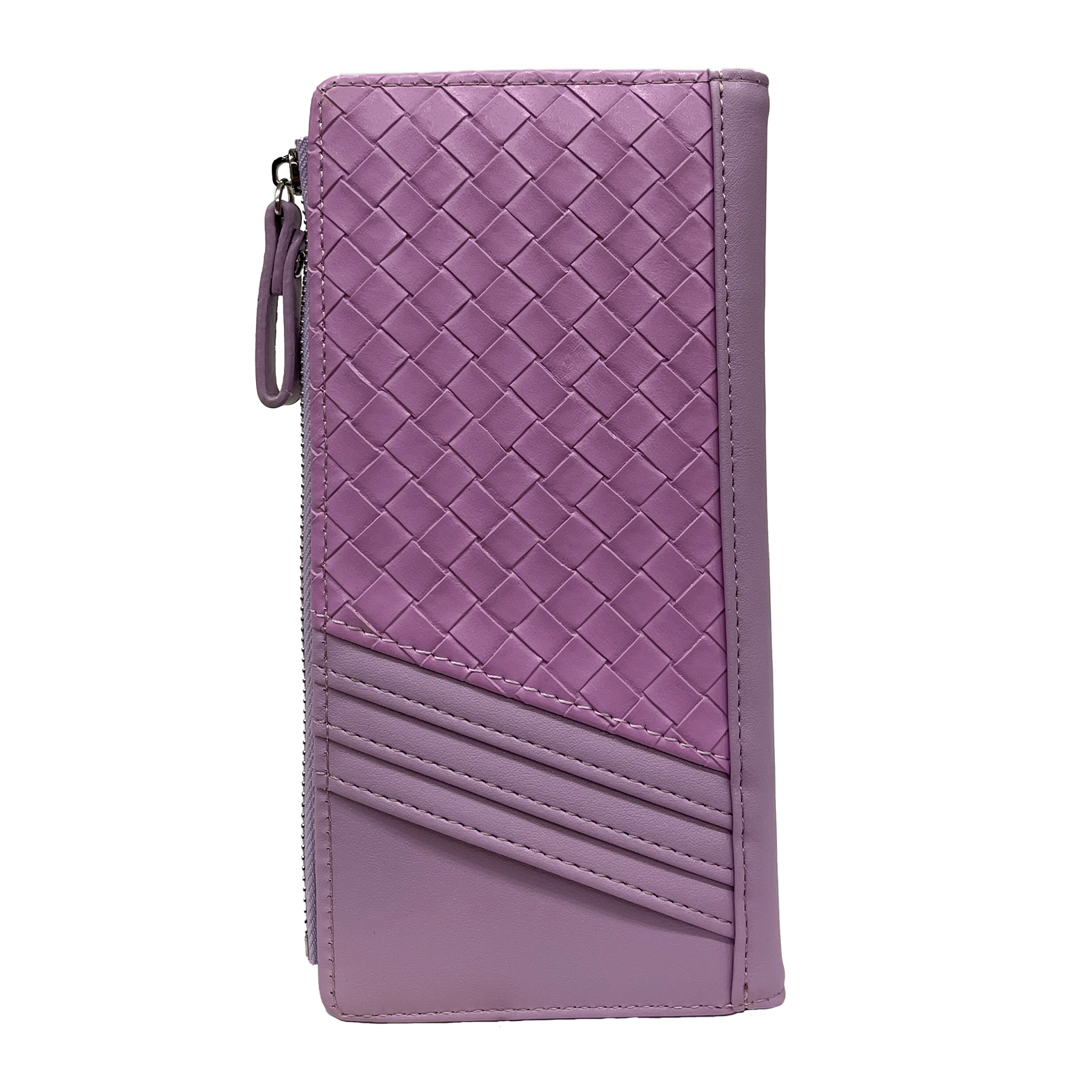 Portefeuille féminin en cuir PU entrelacé avec Zip 19x20x2cm