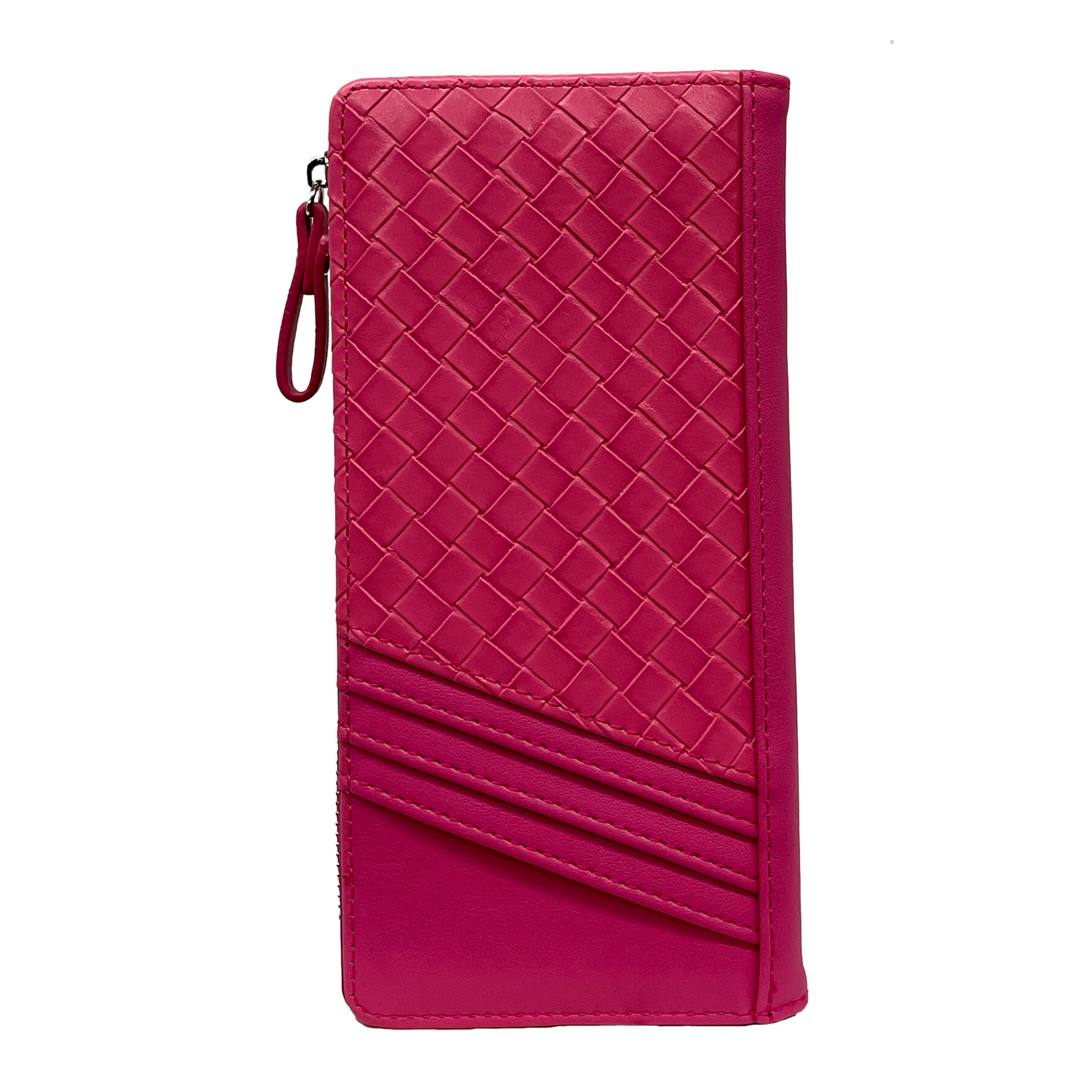 Portefeuille féminin en cuir PU entrelacé avec Zip 19x20x2cm