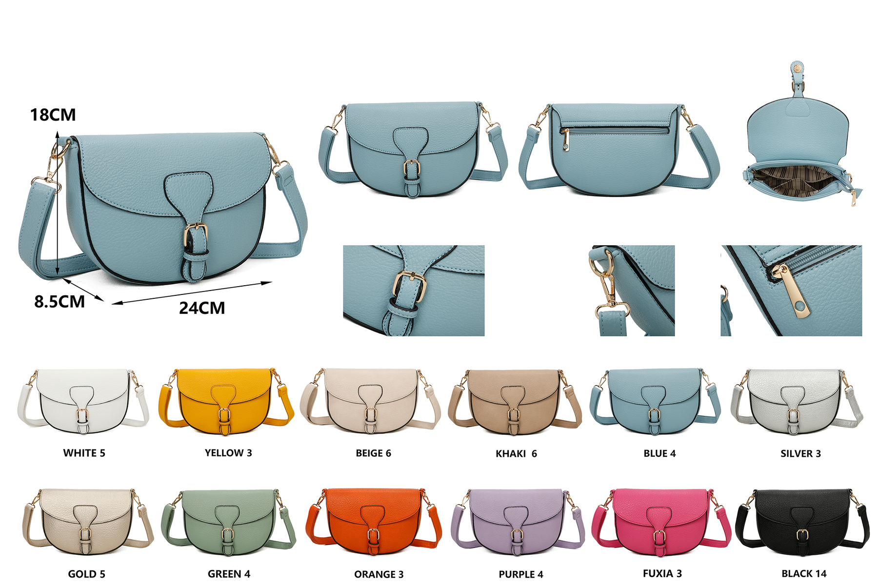 Sottile - Kunstleder-Schultertasche mit Schultergurt 24 x 18 x 8,5 cm