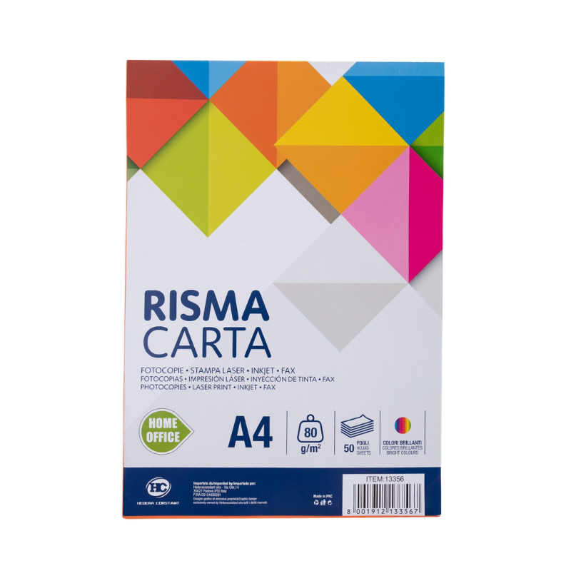 Unicarto - Risma Carta Colorata 50 Fogli A4 80g Arancione Carta stampanti e fotocopiatrici colorata Unicarto.com