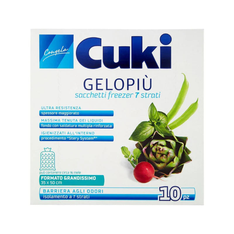 CUKI GELOPIÙ SACCHETTI FREEZER GRANDISSIMI 10 SACCHETTI - LT 11.0 - CM 35X50 Imballaggi in plastica