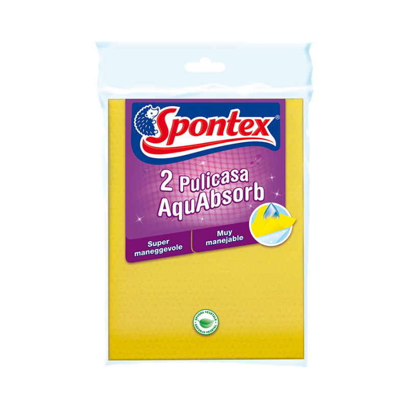 Spontex Panno Spugna Pulicasa AquAbsorb 2Pz Asciugamani lavabili o monouso