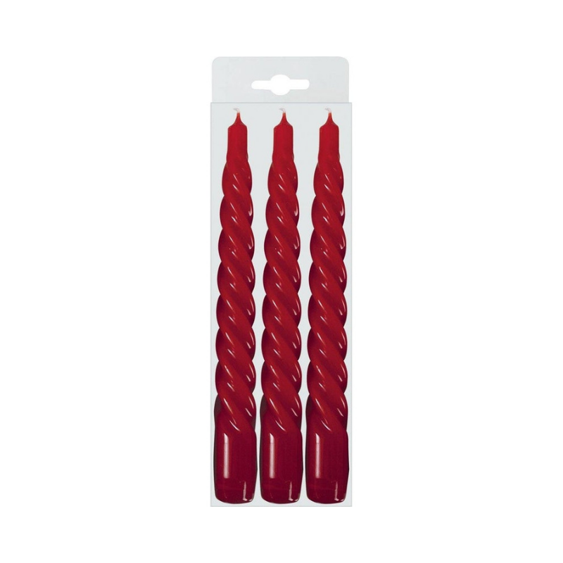 Candele Rosso Tortiglione Rosse 3Pz 3x40g 20Cm