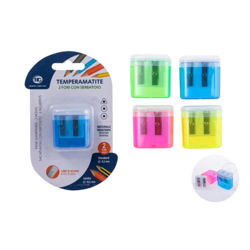 Unicarto - Temperino Colorato Con Serbatoio A 2 Fori Da 4 Cm Temperini Colorato Unicarto.com