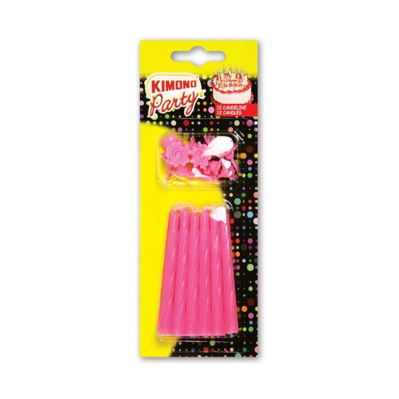 Kimono Candeline Compleanno 12Pz Rosa Candeline