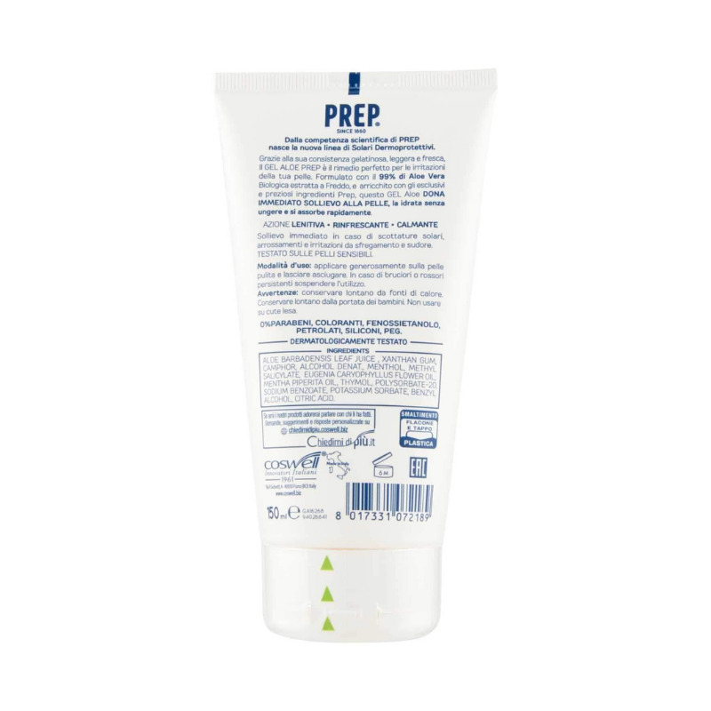 Prep Trattamento Gel 99% Aloe Vera Bio Doposole 150 Ml Cura della pelle