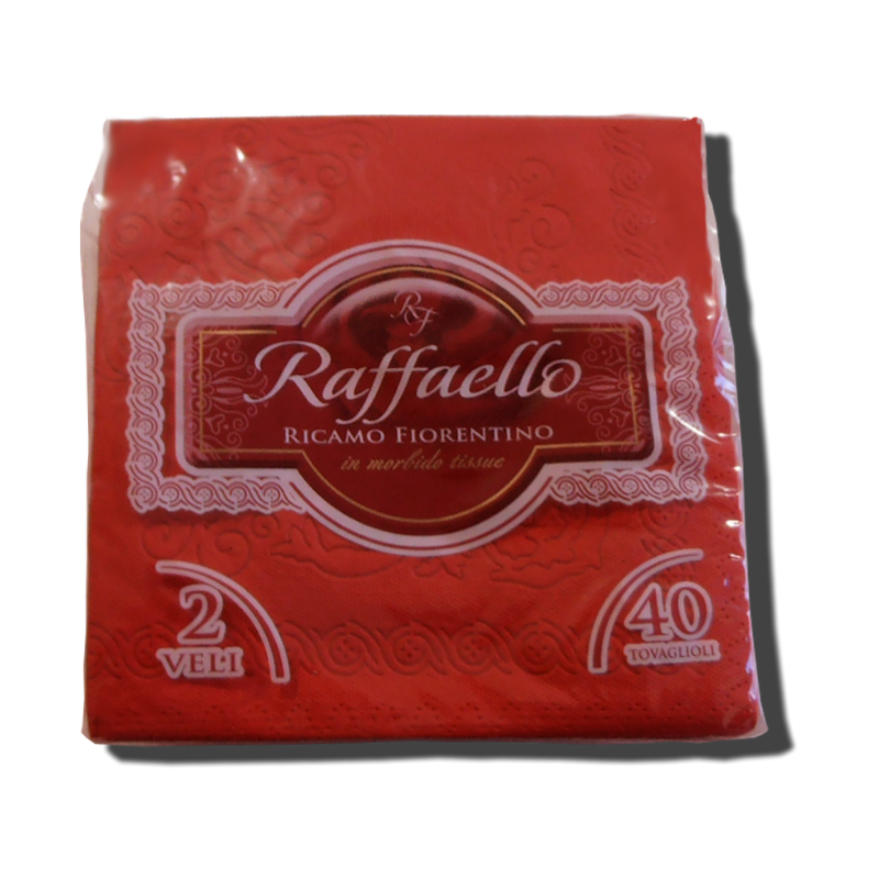 Raffaello Tovaglioli Rossi Ricamo Firentino 38 x 38cm 40pz Fazzoletti di carta