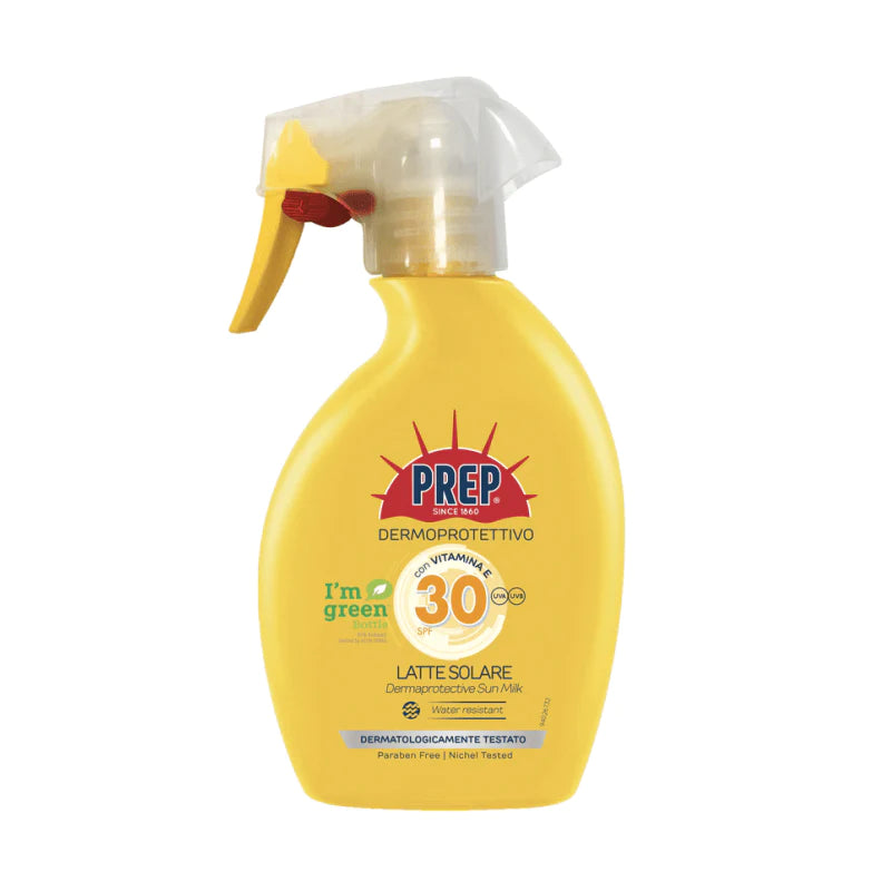 Prep Latte Solare Spray Dermoprotettivo 30SPF Protezione Trigger Spray 225ml Filtri solari