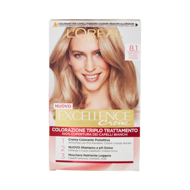 L'Oreal Excellence Creme Color 8.1 Biondo Chiaro Cenere Tintura per capelli