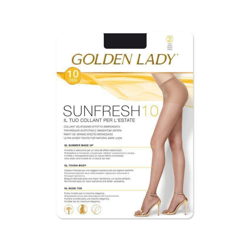 Calze Collant Golden Lady Sunfresh 10 Denaro Nubia/Melon Taglia 3 Calzetteria