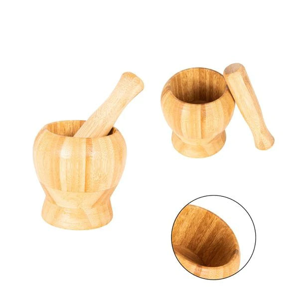 Mortio med stöt i bambu till damm och krossat -ø10cm
