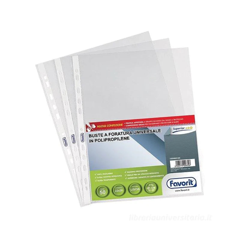 Favorit - Buste Porta Documenti In Plastica A Foratura Con Finitura Liscia Buste portadocumenti Unicarto.com