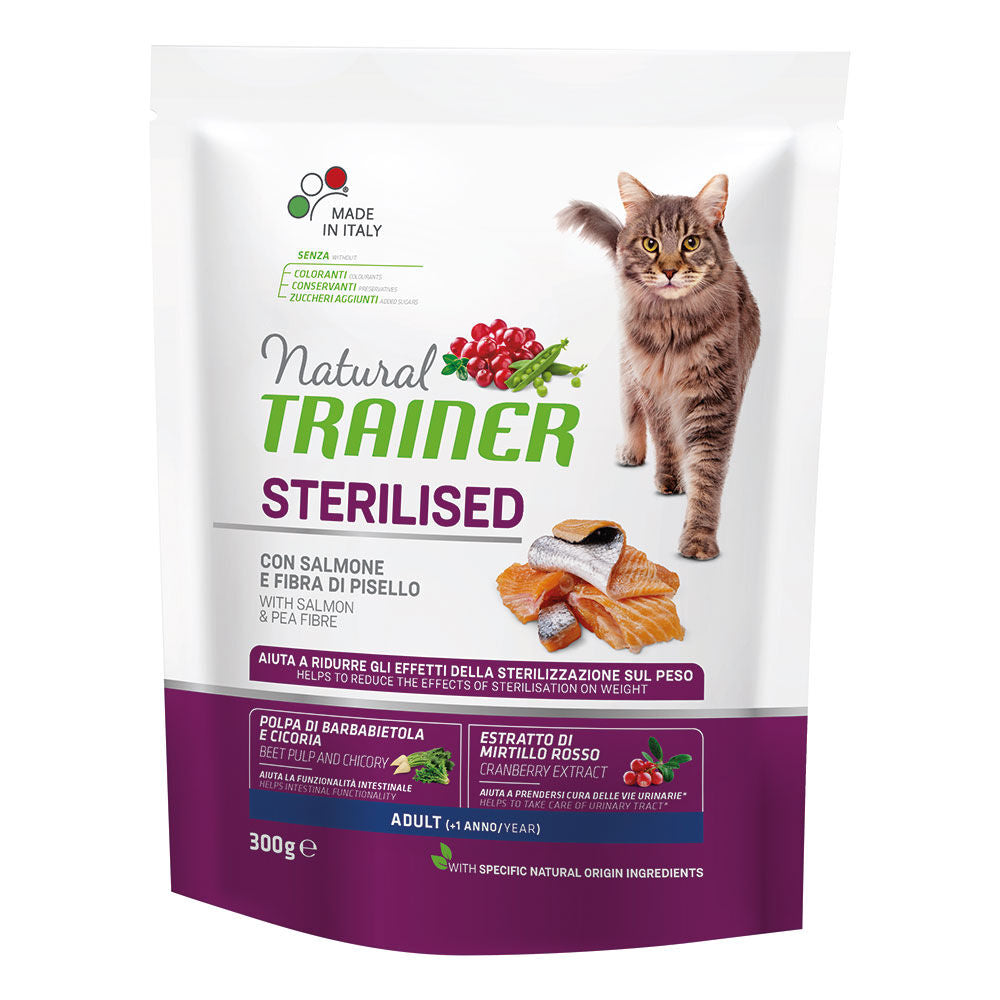 Naturlig tränare katt vuxen steriliserad lax och ärtfiber