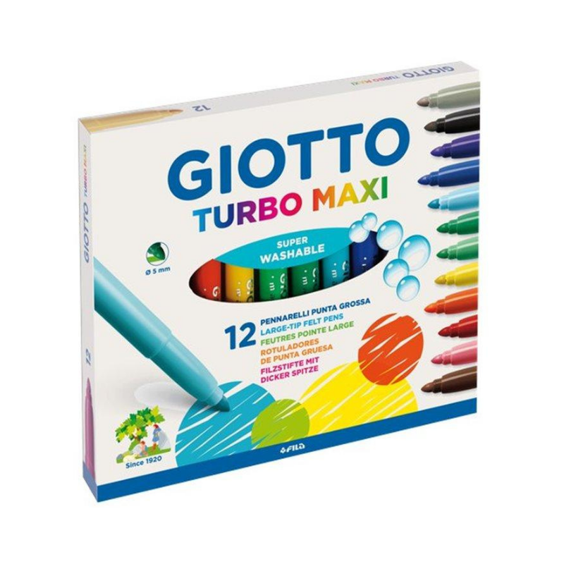 Giotto Turbo Maxi - Pennarelli Punta Grossa - Scatola 12 Colori Assort