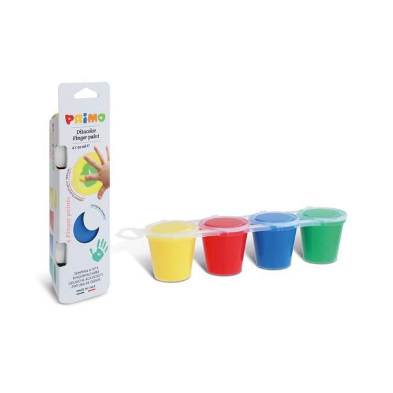 Primo Ditacolor - Pittura Lavabile Vasetti 40 Ml 4 Colori Assortiti Tempere a dita Unicarto.com