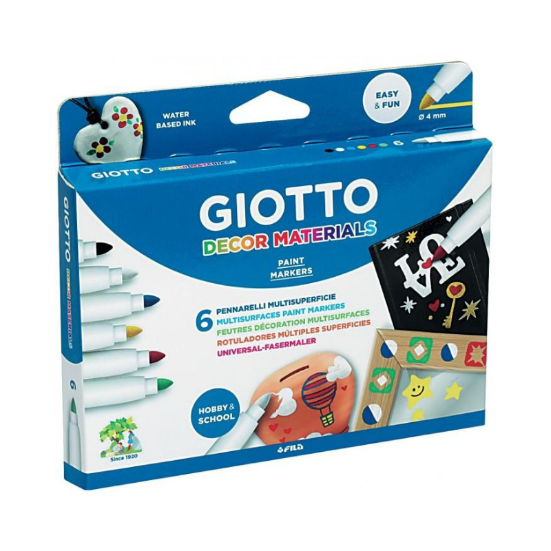 Giotto Pennarelli Decor Materials 6 Pennarelli multisuperficie Unicarto.com