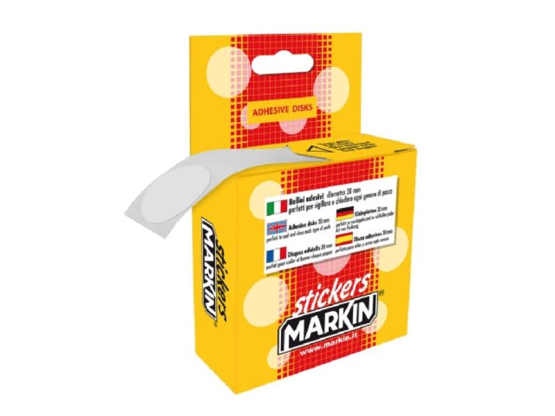 Markin Stickers Chiudipacco Bollini Adesivi Tondi 30mm Trasparenti 500pz