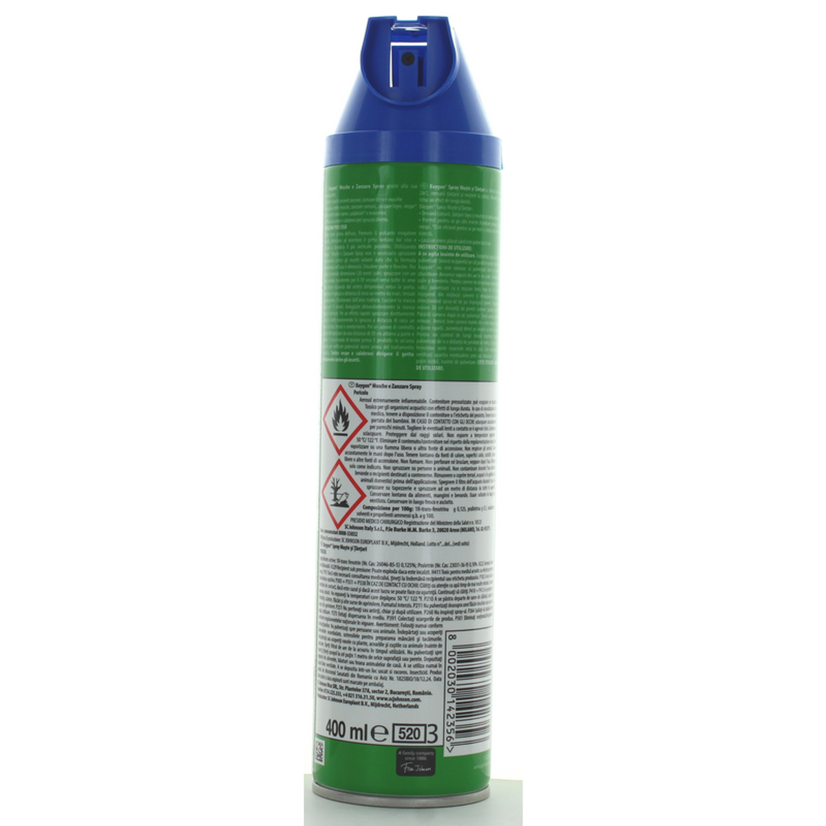 Baygon Blue Insecticide Spray -vliegen en muggen 400 ml