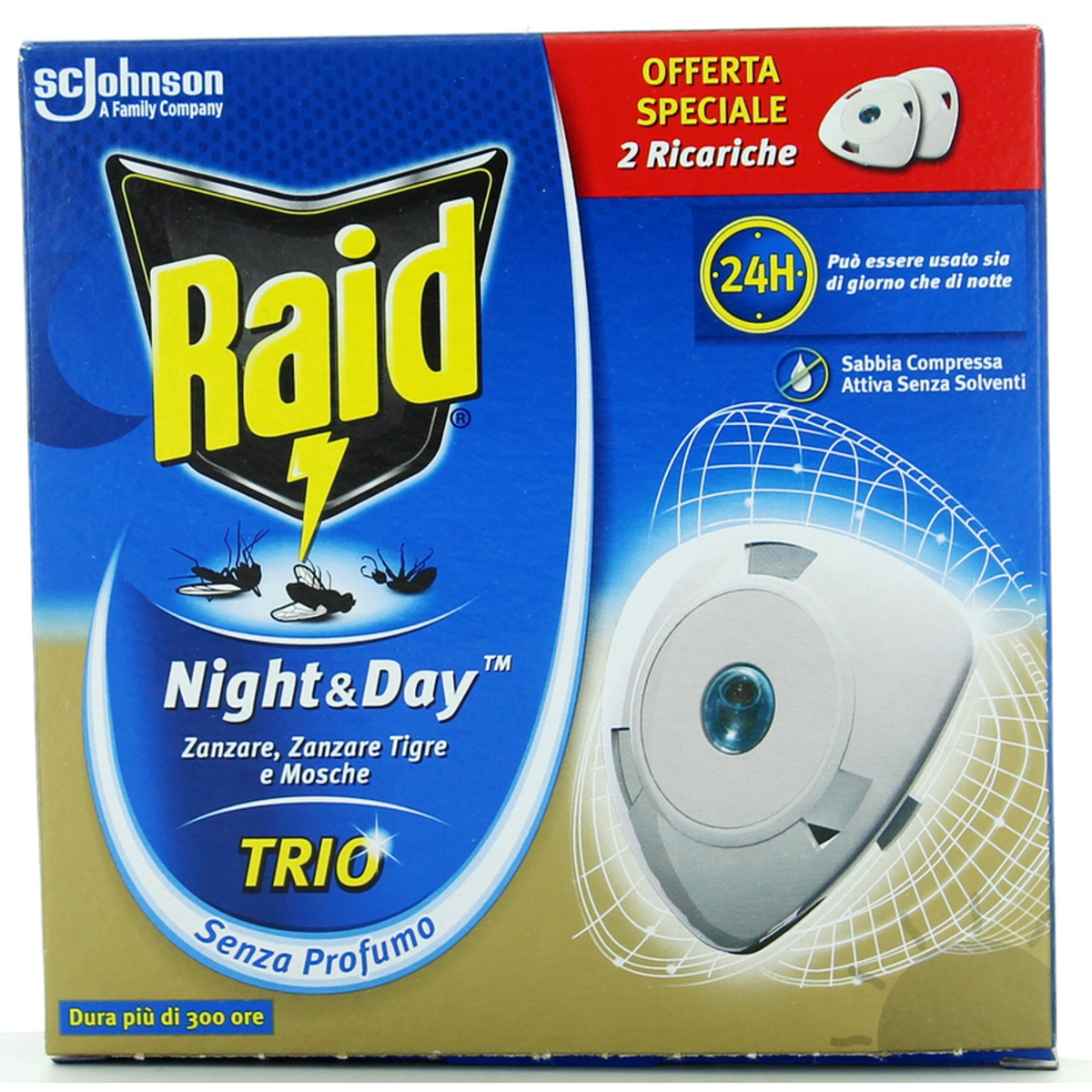 RAID Night & Day Trio Insecticide Reloads för Electric Diffuser 2 PCS