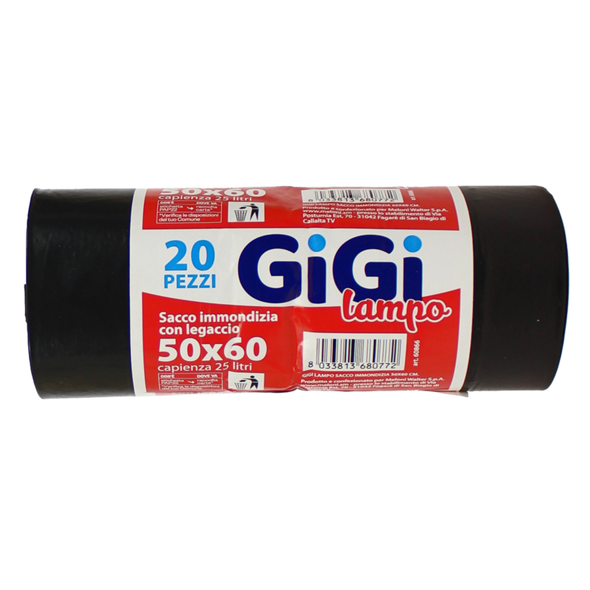 GIGI LAMPO SACCHI SACCHIE 50X60 ROLLE BLACK 20 PCS