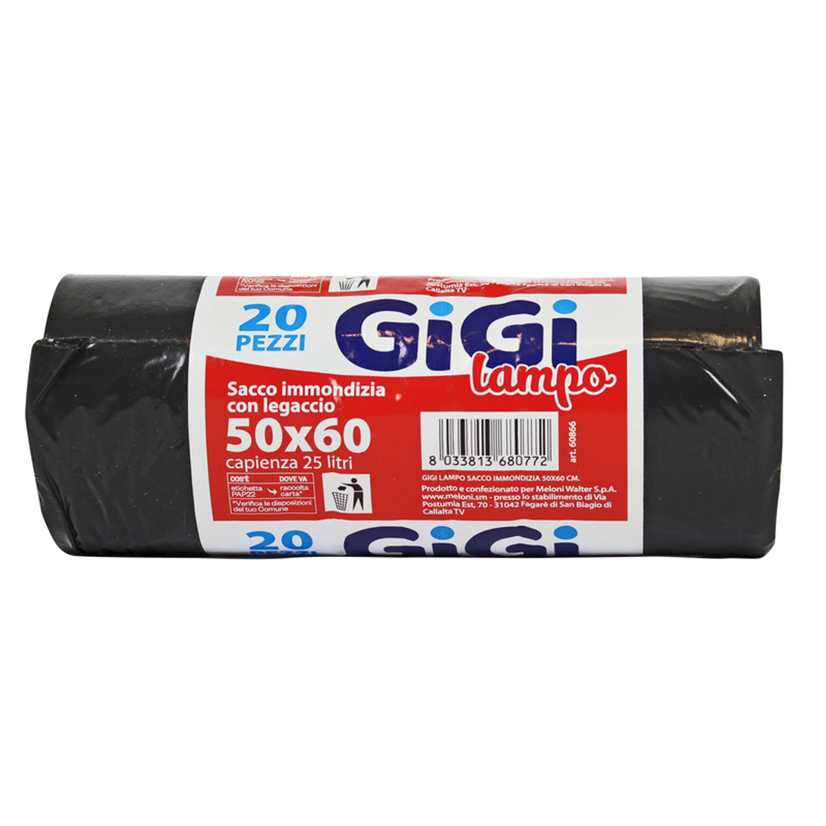 GIGI LAMPO SACCHI SACCHIE 50X60 ROLLE BLACK 20 PCS