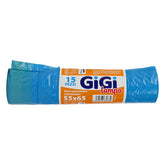 Gigi Lampo Sacchi Pattumiera 55X65 Azzurri Con Manico 15 Pz