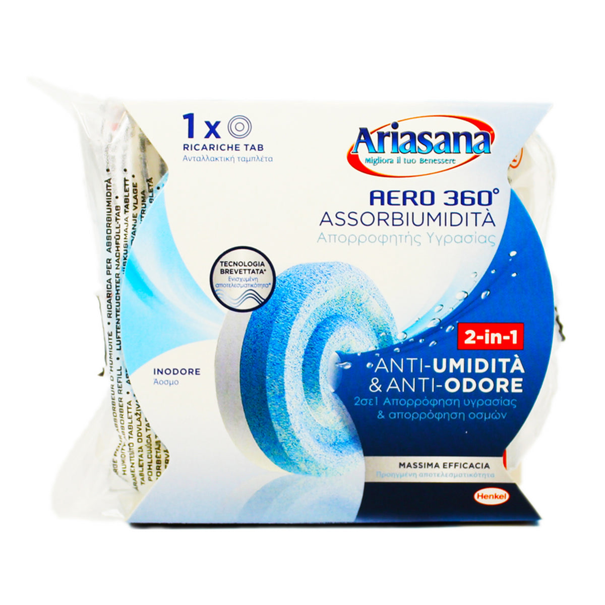 Ariasana Assorbiumidita' Aero 360° Tab Ricarica Inodore 450 Gr