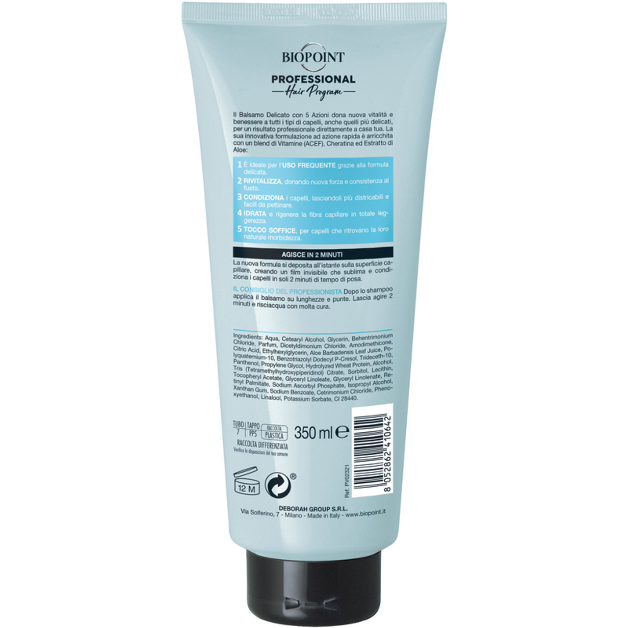 Biopoint Professional Delicate Balm ultra softness 5 actions all types of hair hair 350 ml