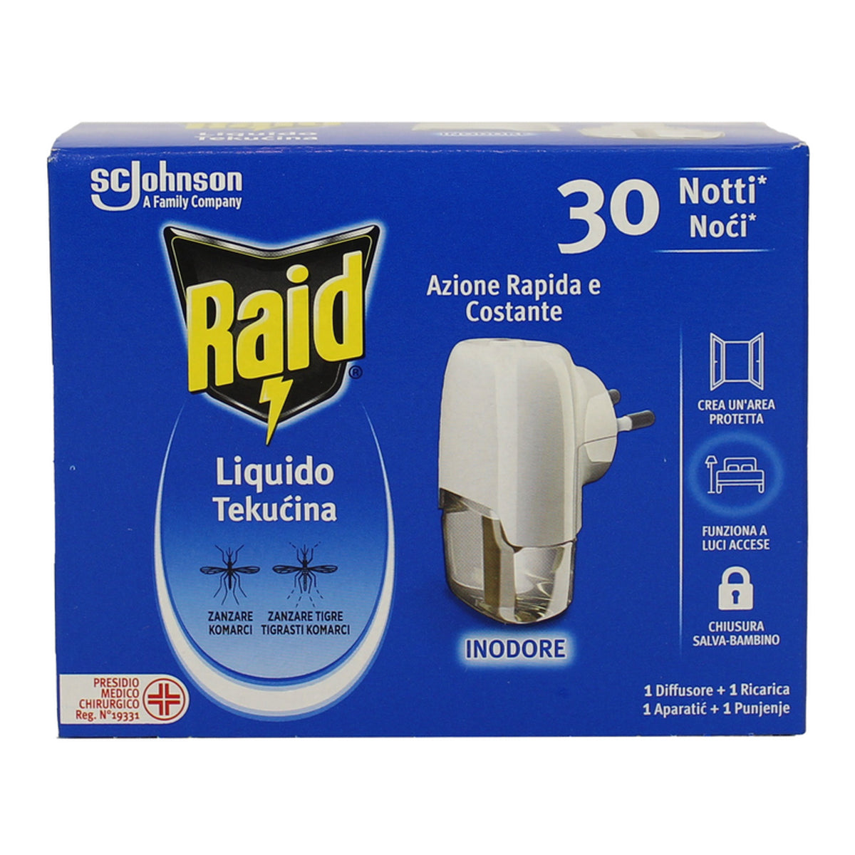 RAID -Insektizidlautsprecher + Flüssigkeitsladung 30 Nächte