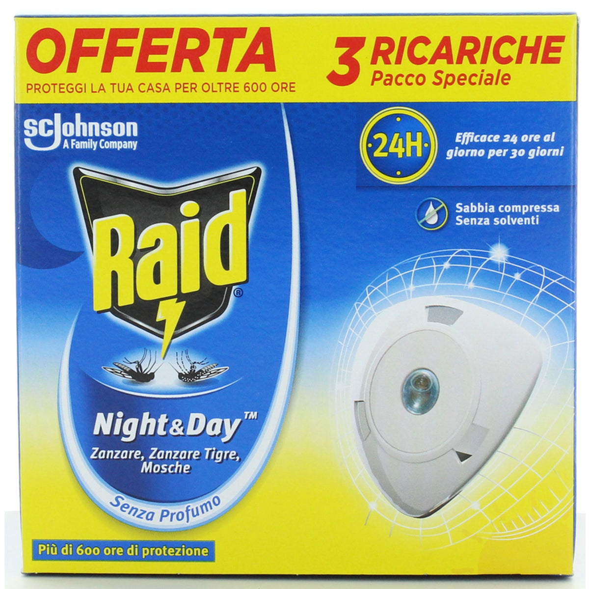 Raid Night & Day Electric 3 Reîncărcare pentru Tigre și Municipalitate Mosquito