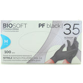 Bio Soft PF Black - Disposable gloves in black nitrile without powder, size 7-7.5 m | 100 pieces