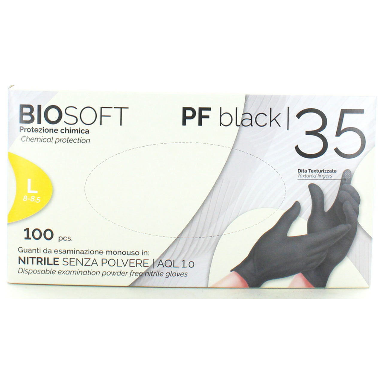 Disposable gloves in Nitrile Bio Bio Soft PF Black 35 - Size L 8-8.5 | 100 pieces