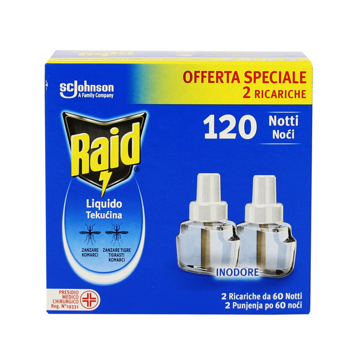 Raid Ricarica Liquida Inodore 2 Pz 120 Notti