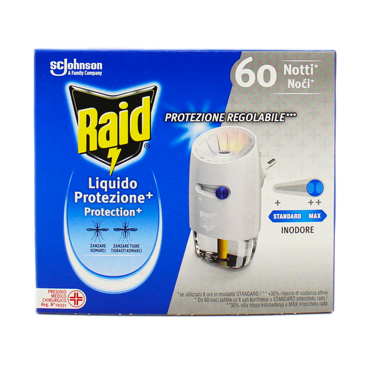 Raid Diffusore + Ricarica Liquida Inodore Protezione+ 60 Notti