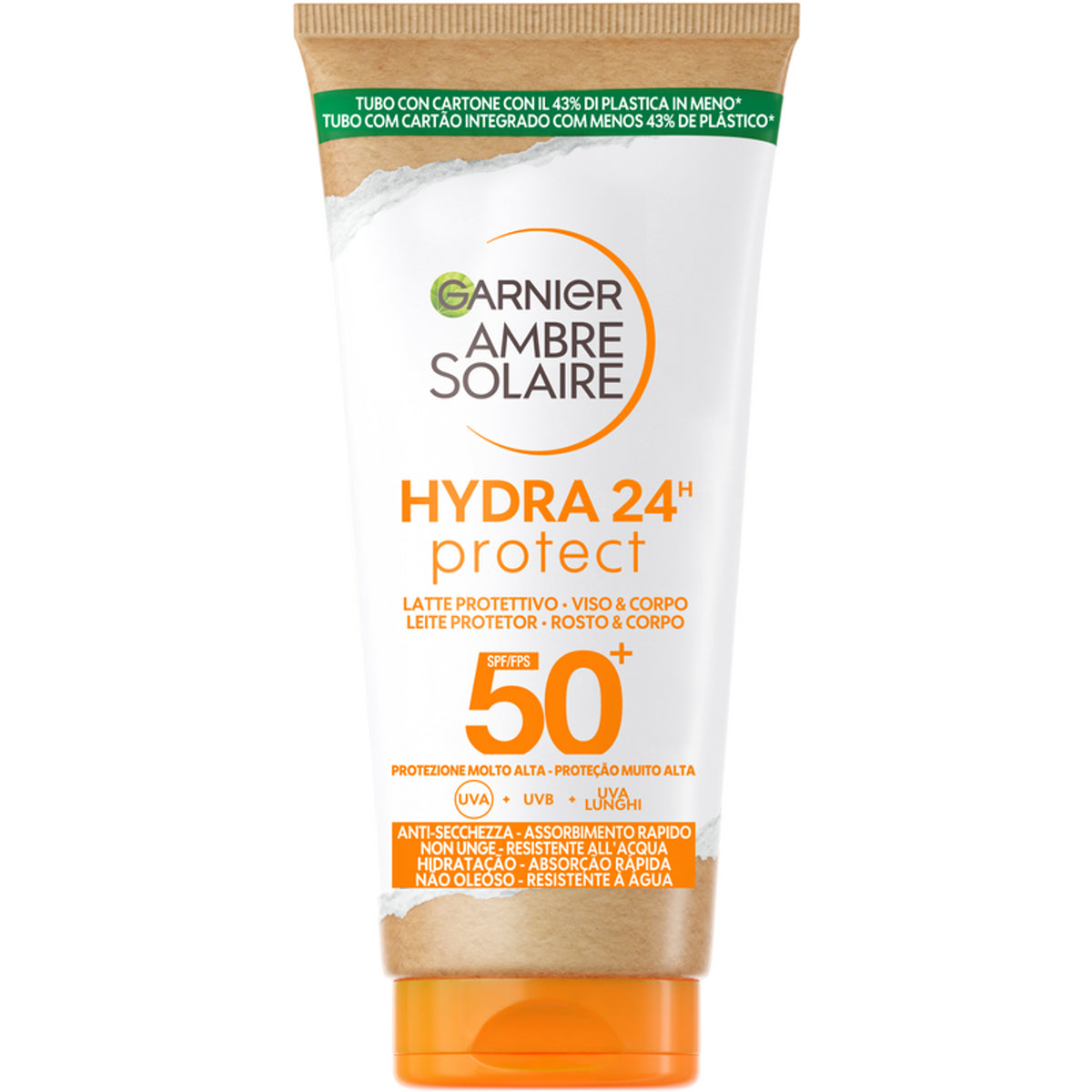 Ambre Solaire Hydra 24 órás Védje a tej arcát és testét SPF50+ cső 50 ml