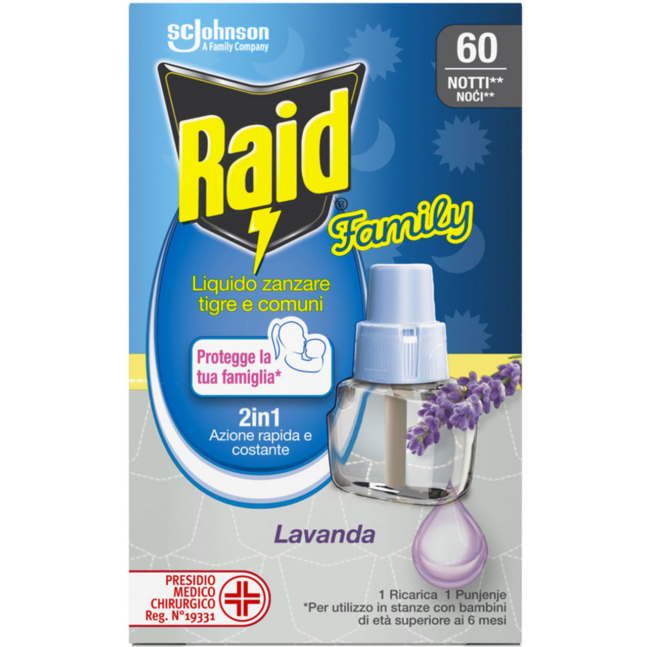 RAID Familia Recarga de líquidos 60 noches lavanda