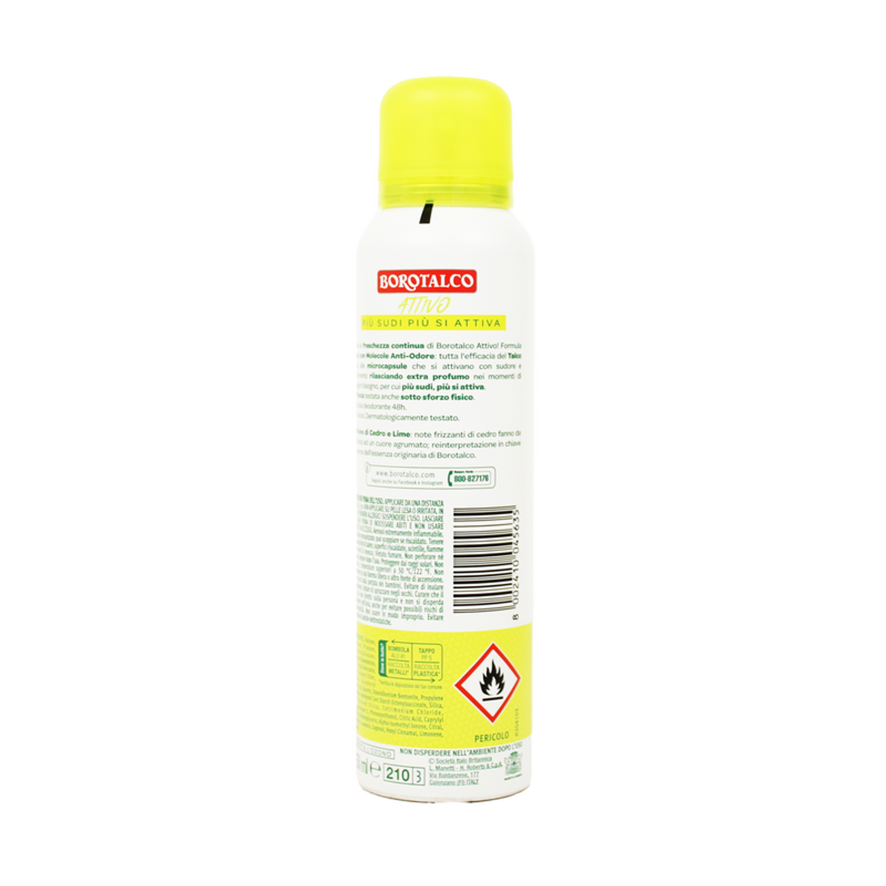 Aktyvus „Borotalco“ dezodoranto purškimo kvapas iš kedro ir 150 ml kalkių
