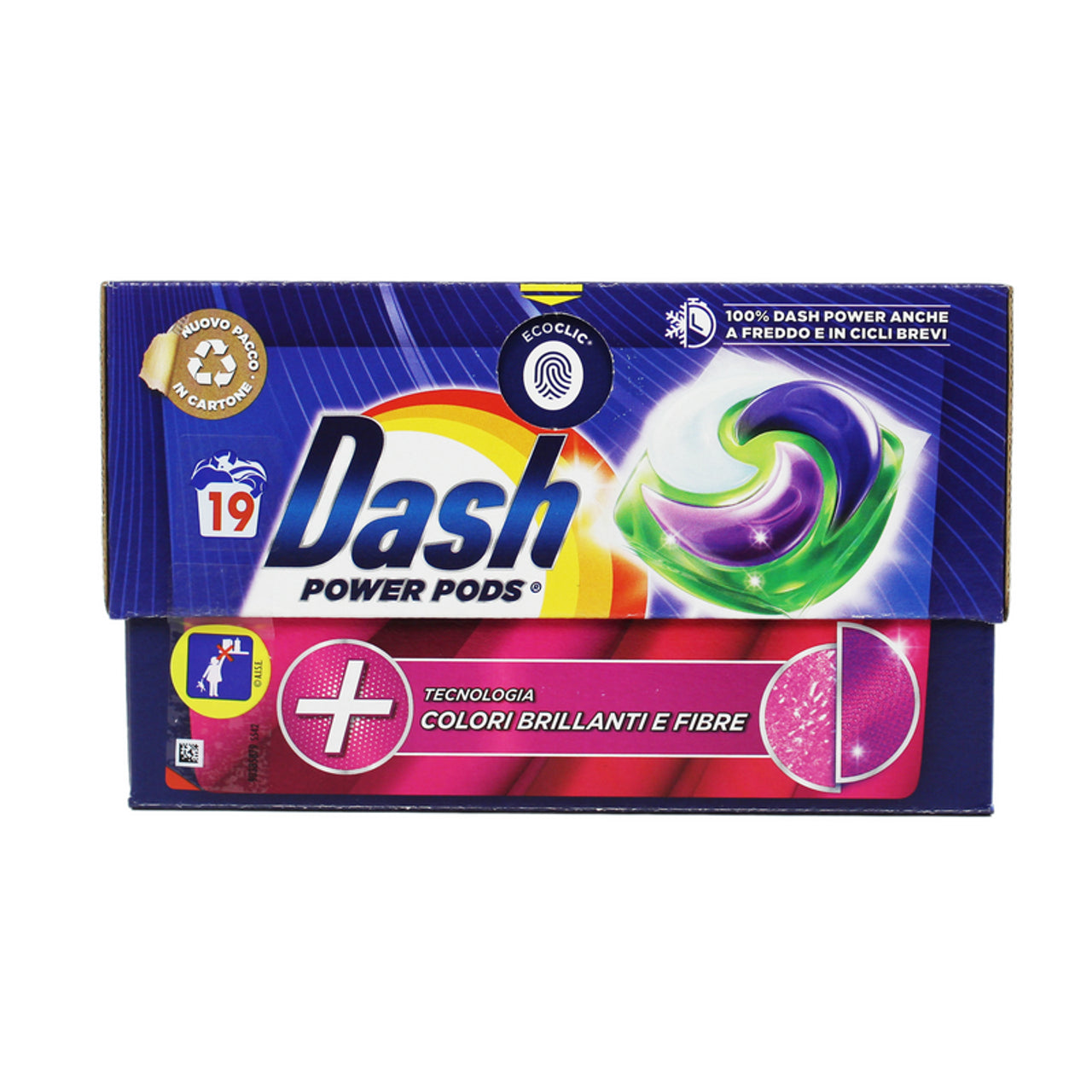 Dash power pods brilliant colors & fiber detergent laundry washing machine 19 pods eco -on