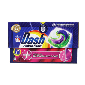 Dash Power Pods Brilliant Colours & Fiber Detergent Vaskervask Machine 19 Pods Eco -On