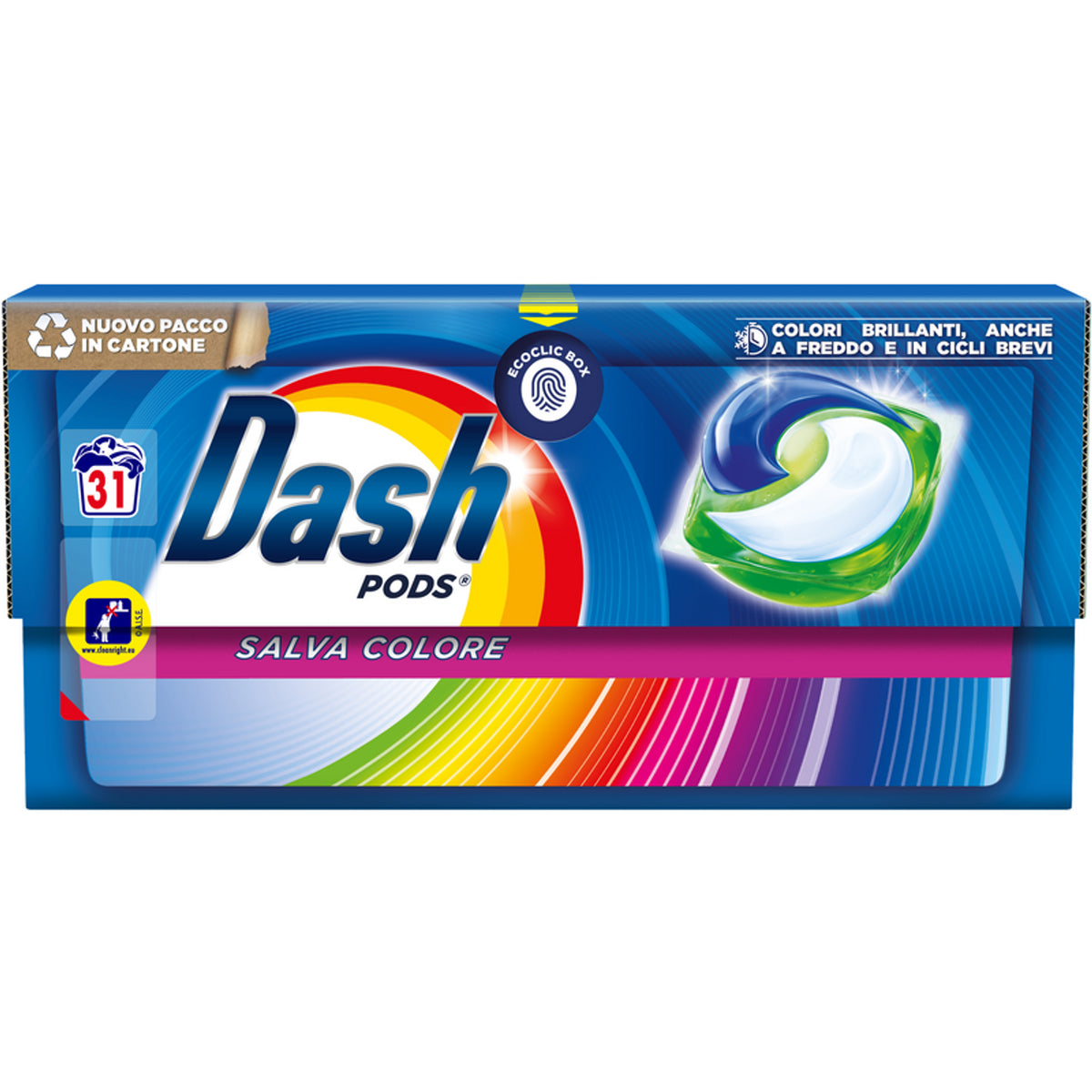 Dash Pods Salva Colore Detersivo Bucato Lavatrice 31 Pods Ecodosi